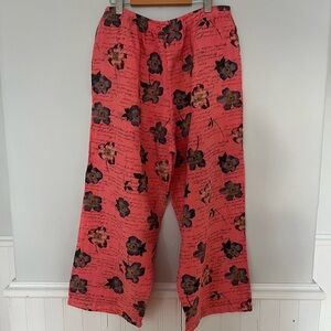 Elegant Floral Wide Leg Pants - Coral